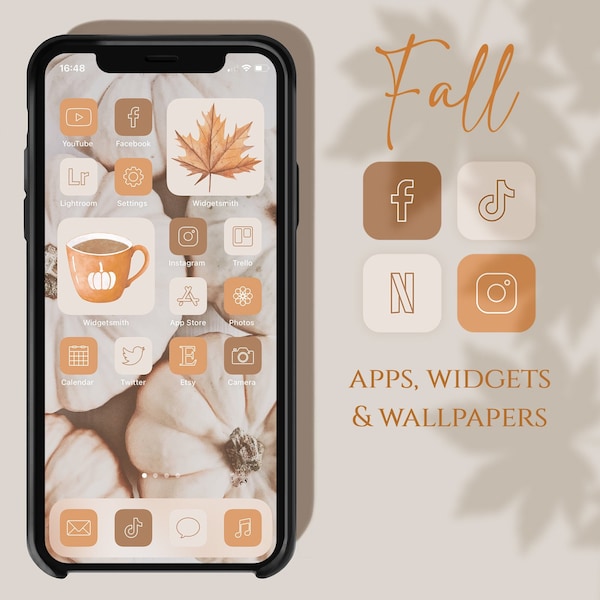 Fall App Icons, Autumn Aesthetic Boho iPhone Covers, iOS 14 App Icons, Minimal App Covers, Icons for iPhone, Iphone Widgets