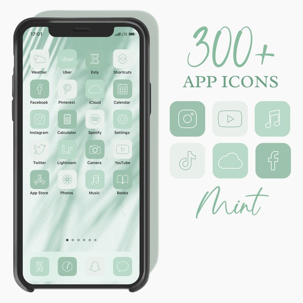 300 Mint App Icons, iOS 14 soft Green Icons, grüne ästhetische Ikone, minimalistische Mint Icons, Boho HomeScreen Icons, iOS14 Icons Grün