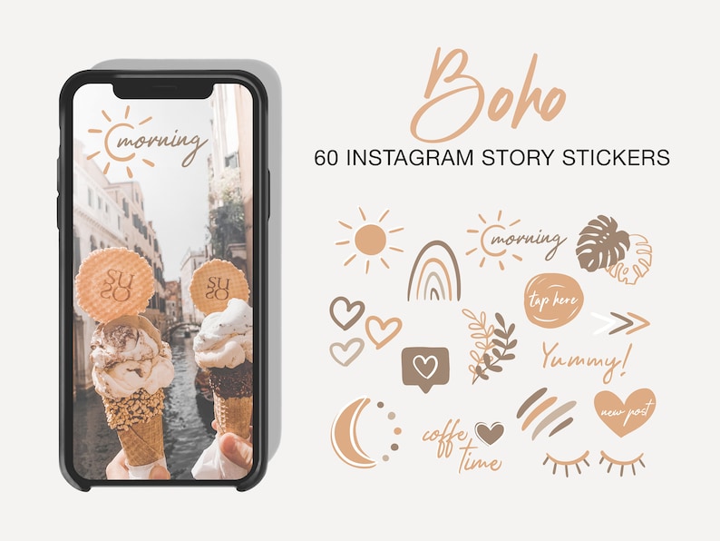 Instagram Story Stickers - Boho Instagram Templates - Beige, Nude ...