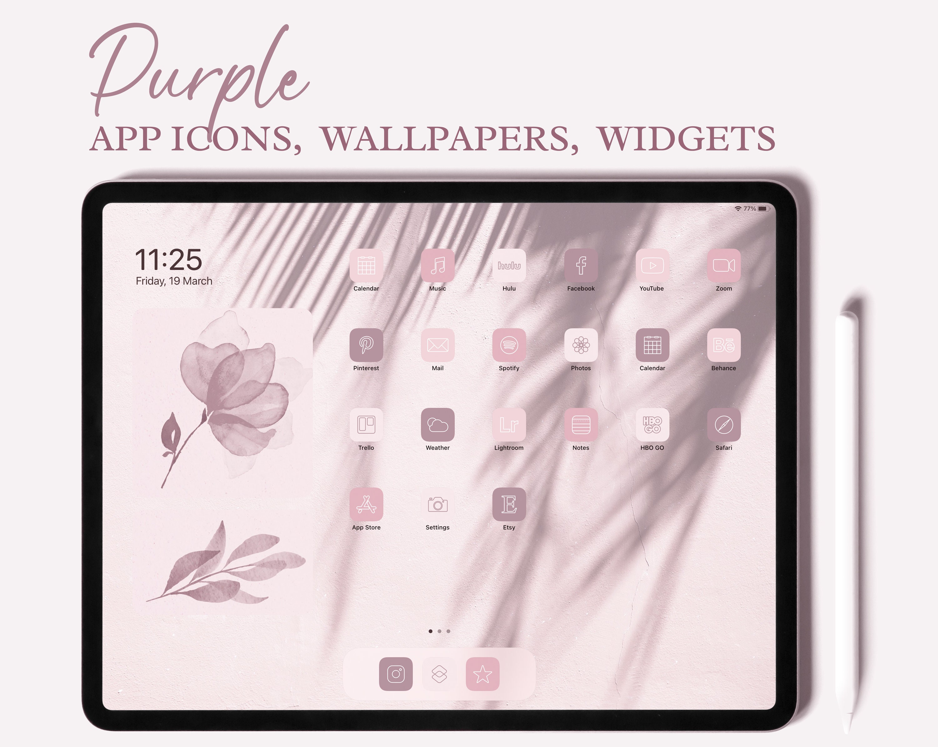 Purple iPad Desktop Icons, iPad Wallpapers and Widgets, Pink iPad App…