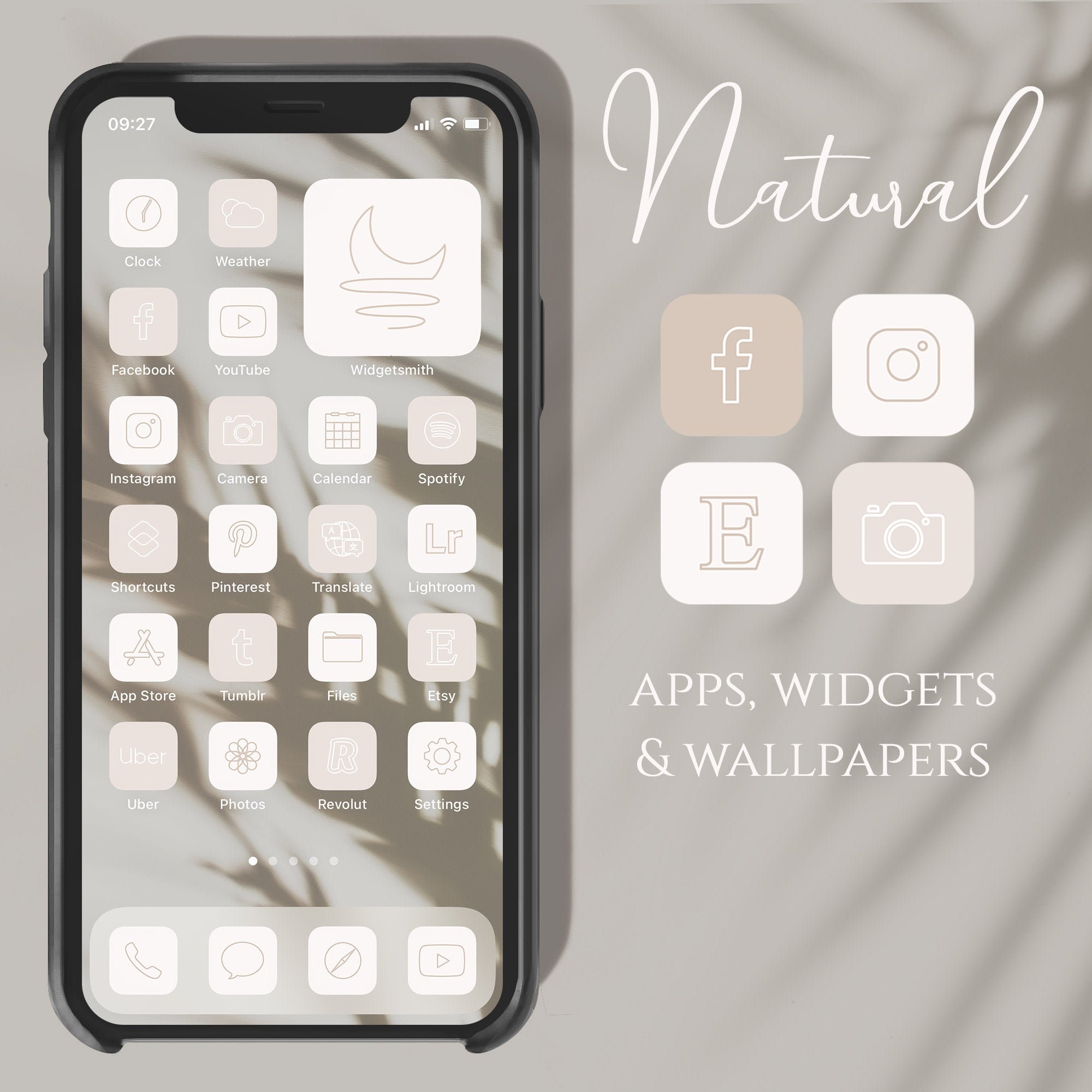 Neutral Beige Aesthetic Boho Iphone Ios 14 App Icons Minimal Etsy