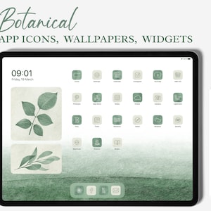 iPad Desktop Icons, iPad App Icons, Boho iOS 14 Icon Pack, Wallpaper iPad, Green Desktop Icons, iPad Wallpapers and Widgets, iPad Icon Pack