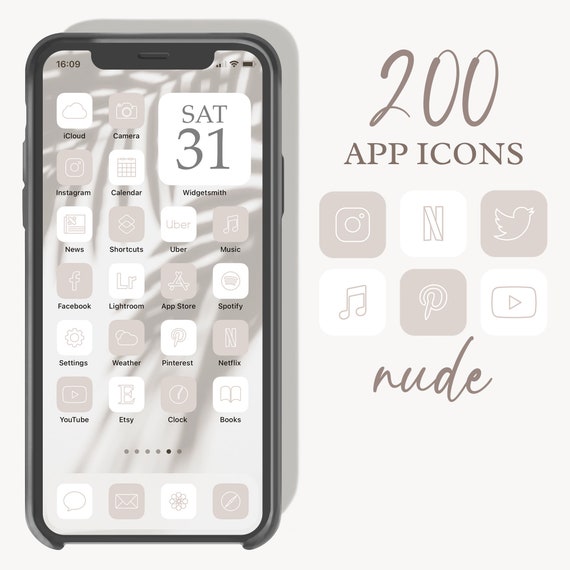 200 Nude App Icons iOS 14 Icon Aesthetic Boho iPhone Covers | Etsy