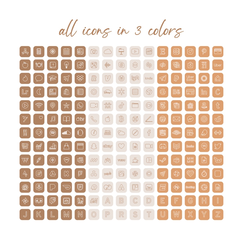 Pu&ograve; includere: Una griglia di 100 icone di social media in tre colori: marrone, beige e marrone chiaro. Ogni icona &egrave; un quadrato con un contorno bianco e un semplice disegno a linee all'interno. Le icone includono le piattaforme di social media pi&ugrave; popolari, le lettere dell'alfabeto e i numeri.