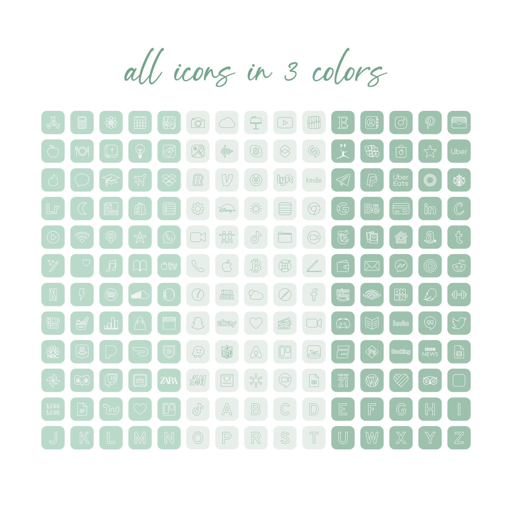 300 Mint App Icons Ios 14 Soft Green Icons Green Aesthetic Etsy Finland