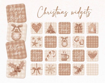 Boho Christmas Widget Pack, Widgets de Noël, Noël IOS, Widgets iOS, Widget iOS Noël, Pack de widgets de Noël Esthétique hivernale