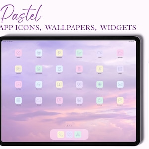 Pastel iPad Desktop Icons, iPad App Icons, iPad Wallpapers and Widgets, Wallpaper iPad, Pink Mint Blue Purple Yellow iPad Icons, iPad Pack image 1