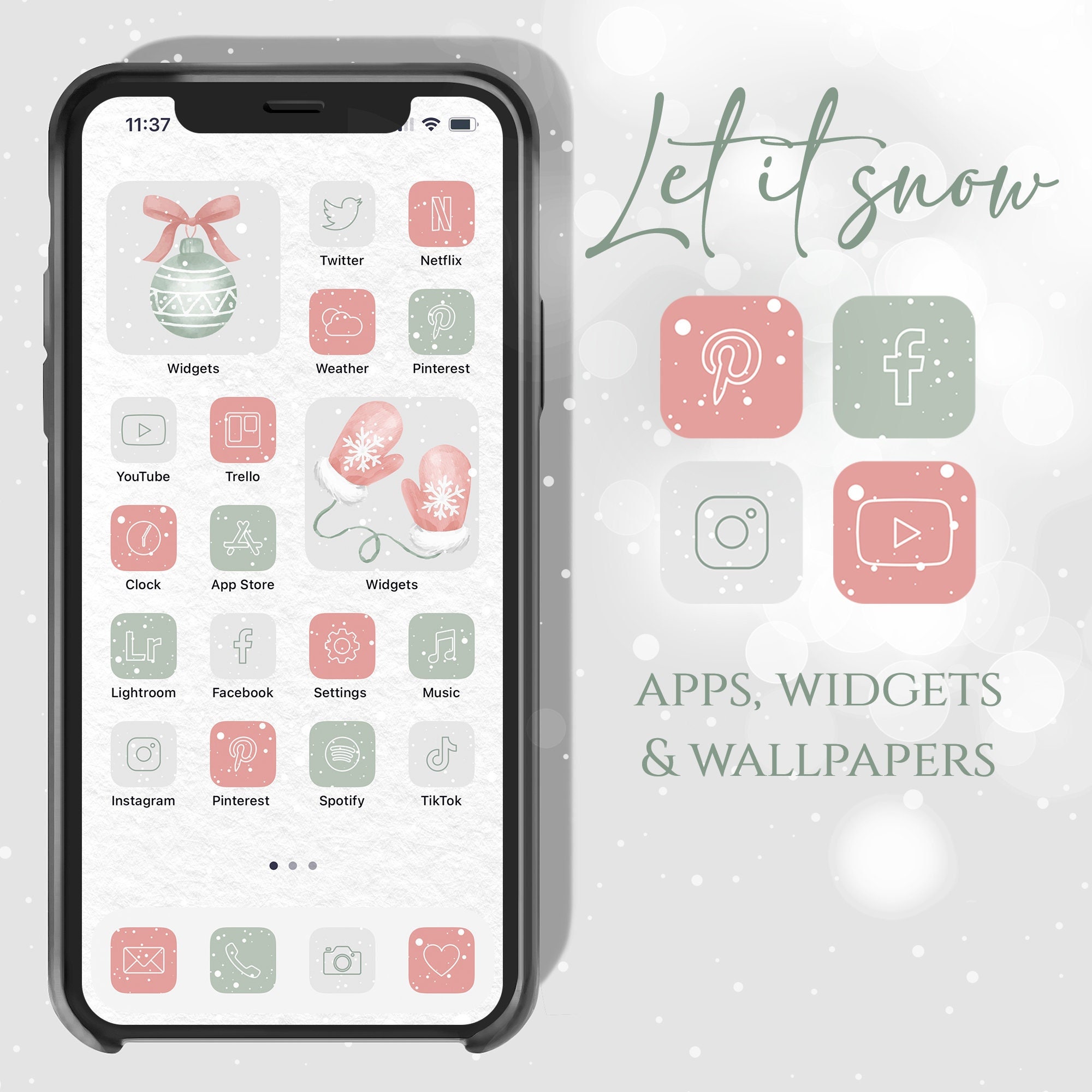 Let It Snow App Icons Christmas App Icons Neutral App Icons - Etsy