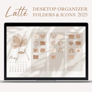 Organizer per sfondi per il desktop con calendario, organizer per Mac Windows, icone delle cartelle del desktop Mac e Windows, sfondo minimale naturale
