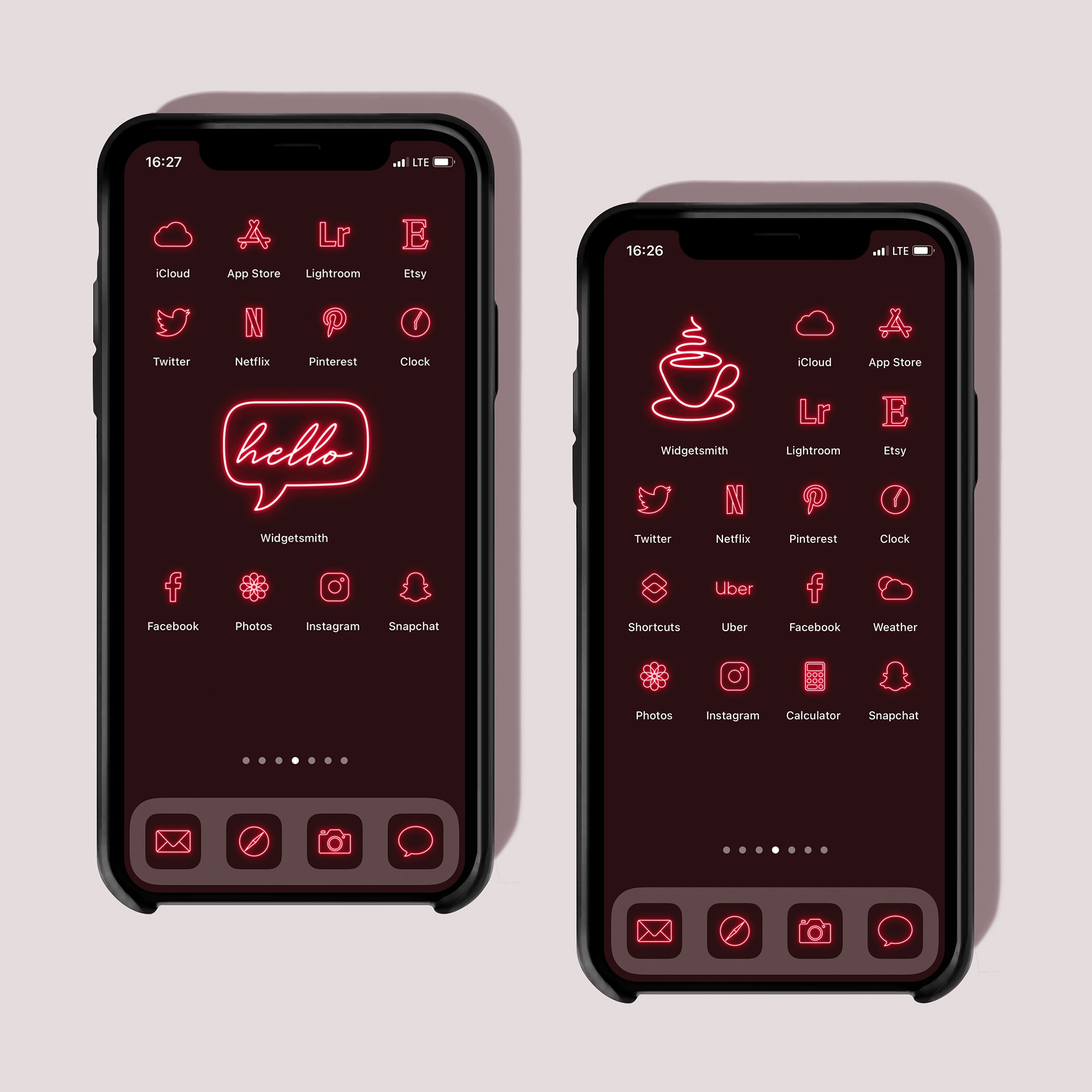 Red Neon App Icons Neon Aesthetic iOS 14 Icons iPhone Icon Etsy Polska