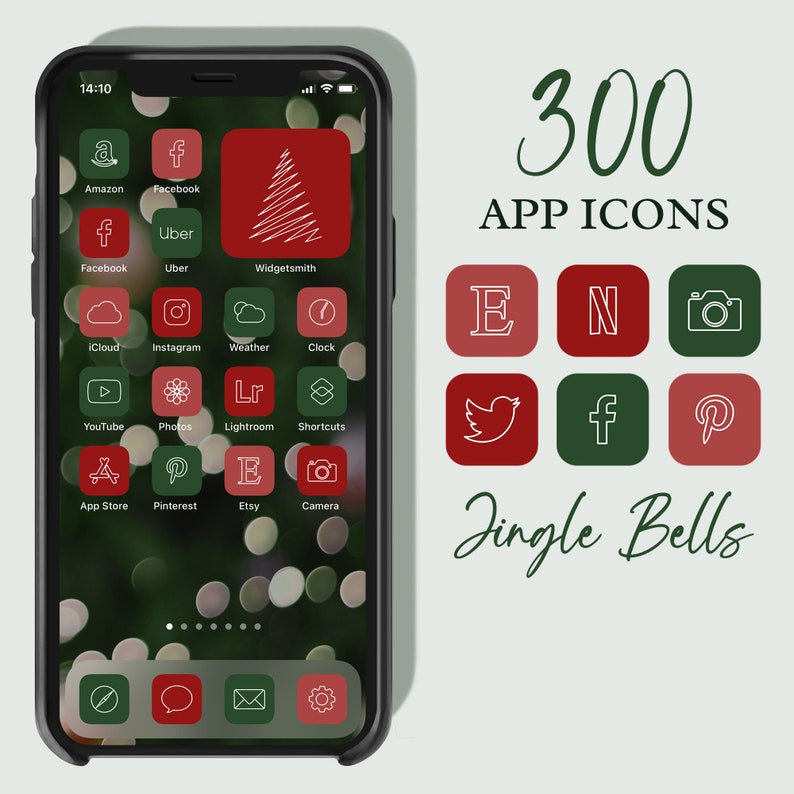300 Christmas App Icons iOS 14 Icons Xmas Winter Green Red