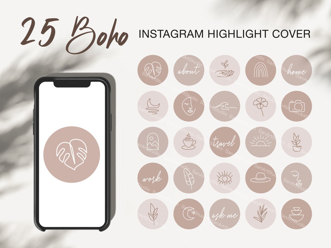 25 Instagram Story Highlight Icons Boho Line Illustration Storie Cover ...