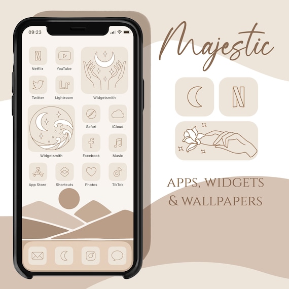 Majestic App Icons, Aesthetic iOS Icons, Abstract Cream Beige App Covers, Boho Home Screen, Neutral iPhone App Icons, iPhone Icon Pack