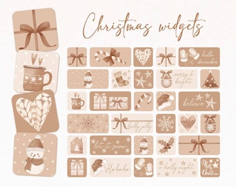 Pack de widgets de Noël, Widget nu de Noël, Pack de widgets de Noël beige Esthétique d’hiver, Widgets de Noël, Widgets de Noël confortables
