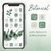 Botanical App Icons, iPhone Icons Aesthetic Green, iOS 14 App Icon Boho, Green Icon Pack, iOS Icon Minimalist, Green Home Screen iPhone 