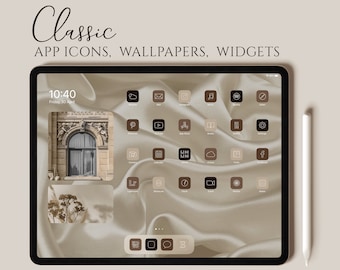 Classic iPad Desktop Icons, Beige Brown Cream iPad App Icons, Boho iPad Icon Pack, Warm Neutral iPad Desktop Icons, iPad Wallpapers Widgets