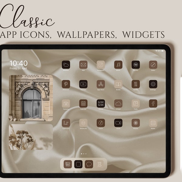 Classic iPad Desktop Icons, Beige Brown Cream iPad App Icons, Boho iPad Icon Pack, Warm Neutral iPad Desktop Icons, iPad Wallpapers Widgets