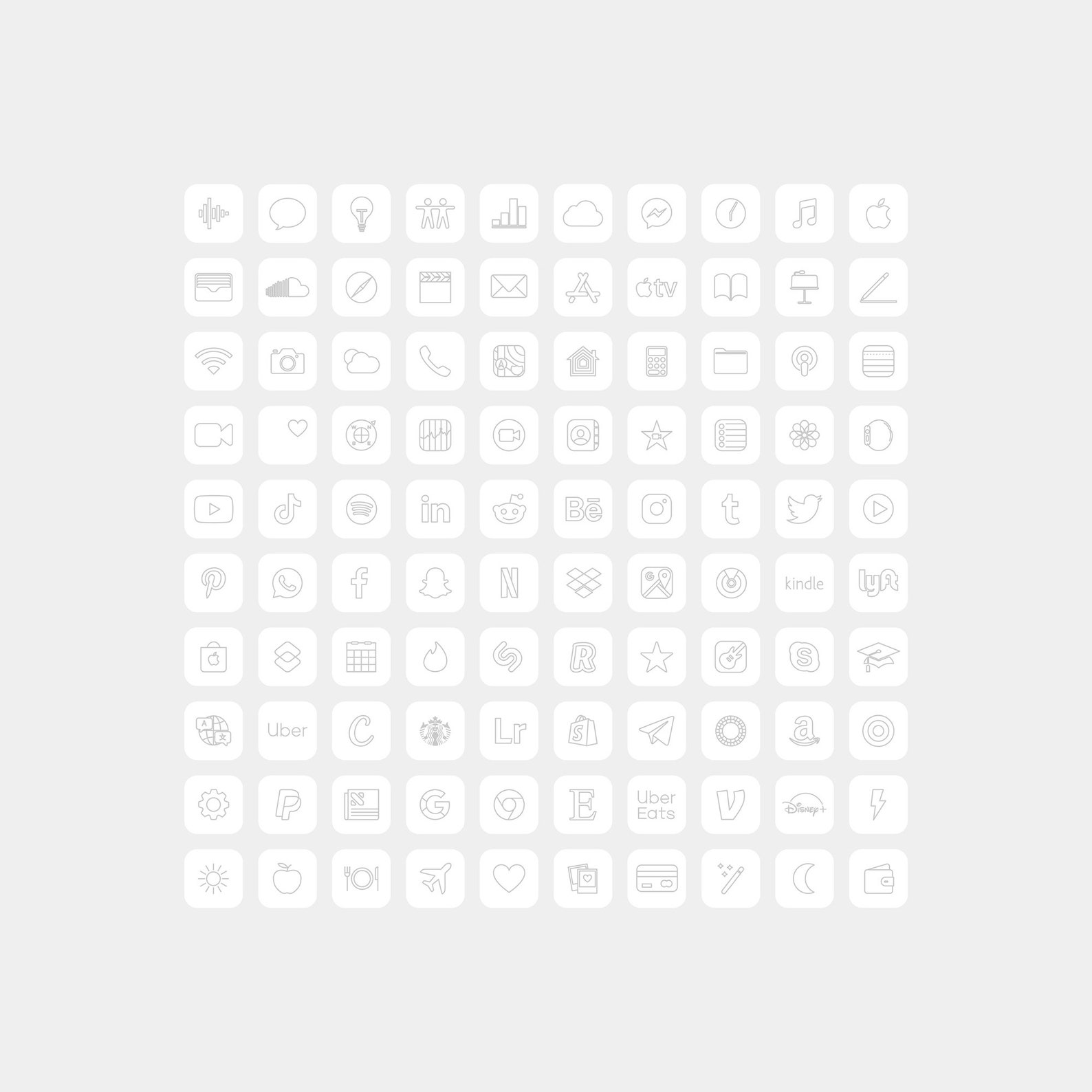 Ios Icon Pack White White Icons, Ios Icon Pack, Homescreen Icons, Minimal Icons Pack for ...