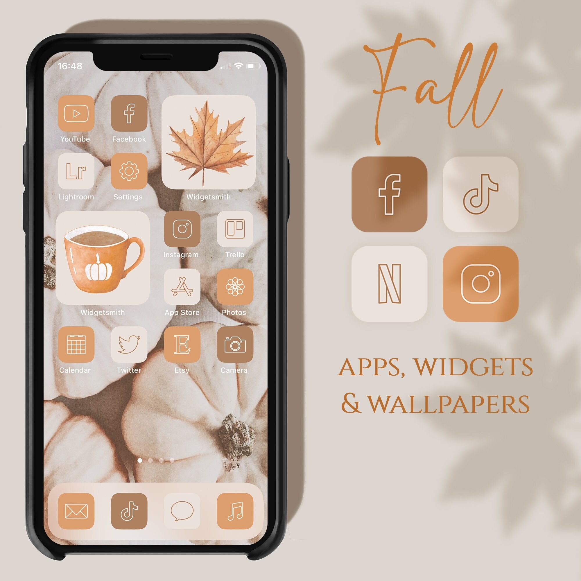Fall App Icons, Autumn Aesthetic Boho iPhone Covers, iOS 14 App Icons…