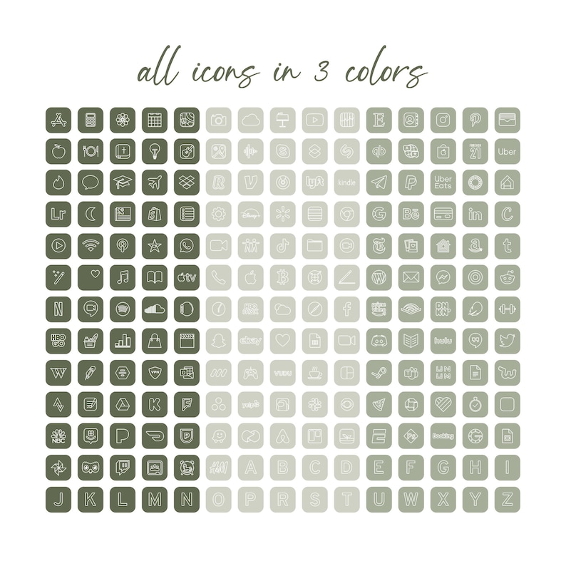 Green App Icons Neutral Green Aesthetic Boho Iphone Covers Etsy