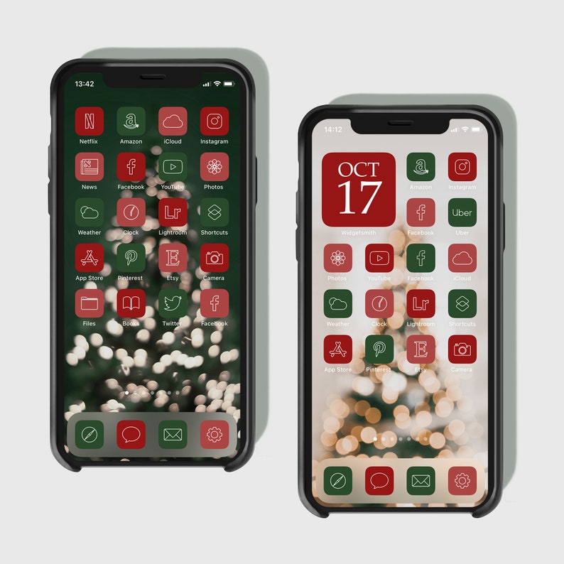 300 Christmas App Icons iOS 14 Icons Xmas Winter Green Red