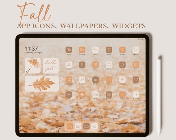 Fall Aesthetic iPad Wallpaper Bundle Hello Fall iPad 