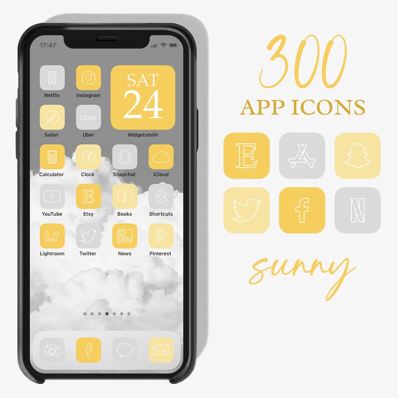 300 Sunny Yellow App Icons iOS 14 Bottle Sunny Icons Yellow Etsy