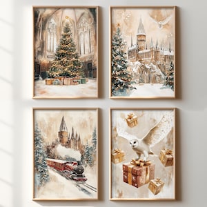 Magische Weihnachtsposter Digitaldruck, Vintage Weihnachten druckbare Wandkunst, Weihnachten druckbare, magische Ölgemälde, Kunstdruck digitaler Download
