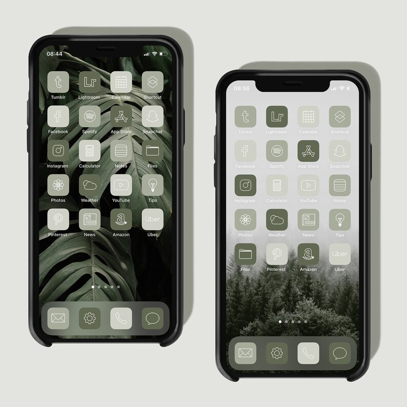 300 Green App Icons Neutral Green Aesthetic Boho iPhone Etsy