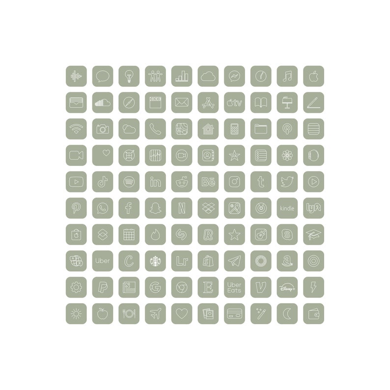 300 Green App Icons Neutral Green Aesthetic Boho iPhone Etsy