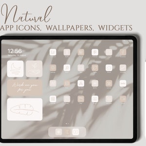 Natural iPad Desktop Icons, Beige iPad App Icons, Boho iOS Icon Pack, Warm Neutral iPad Desktop Icons, iPad Wallpapers and Widgets