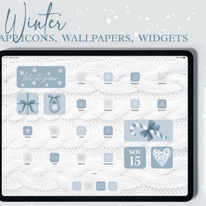 Winter iPad Desktop Icons, Christmas iPad App Icons, iPad Wallpapers and Widgets, Wallpaper iPad, Xmas Icons, iPad Pack, Frosty Icons