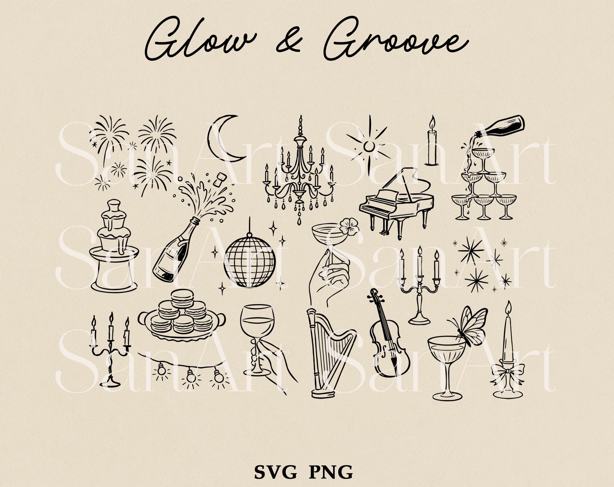 Hand Drawn Wedding Illustrations, Whimsical Wedding SVG Clipart Bundle ...
