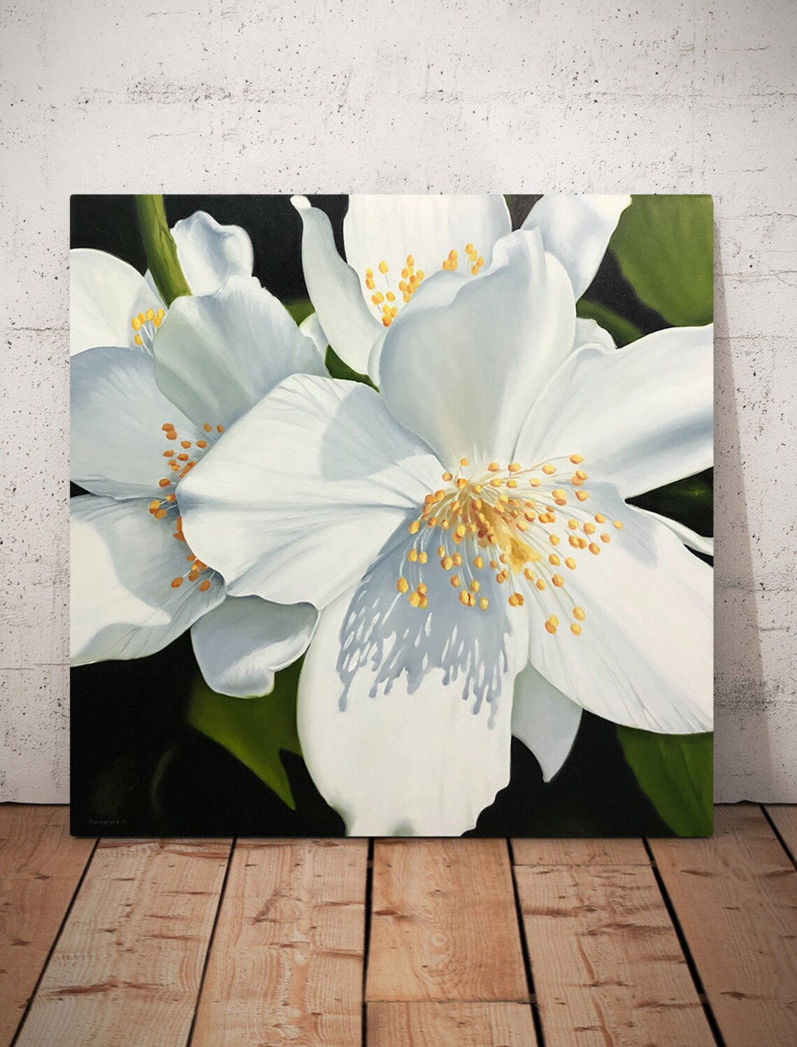 Jasmine Flower Painting Blooming Jasmine Original Oil Etsy