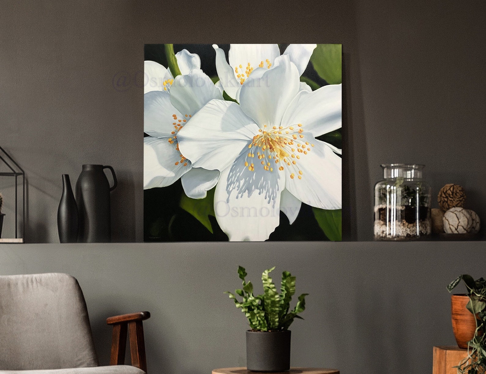 Jasmine Flower Painting Blooming Jasmine Original Oil Etsy