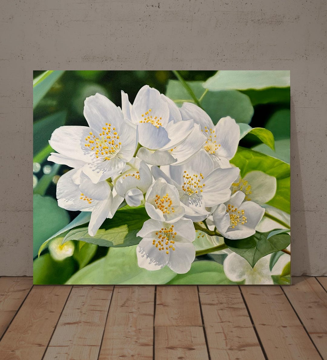 Jasmine Flower Painting, Macro Jasmine , Original Oil Painting, White ...