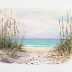 Beach 6 Watercolor Print, coastal beach art, seaside decor