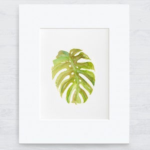 Monstera Watercolor Print, coastal beach art, seaside decor