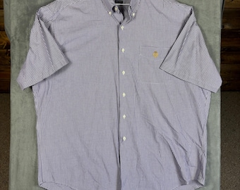 Chemise boutonnée à manches courtes violette Lauren Ralph Lauren XL à écusson vichy