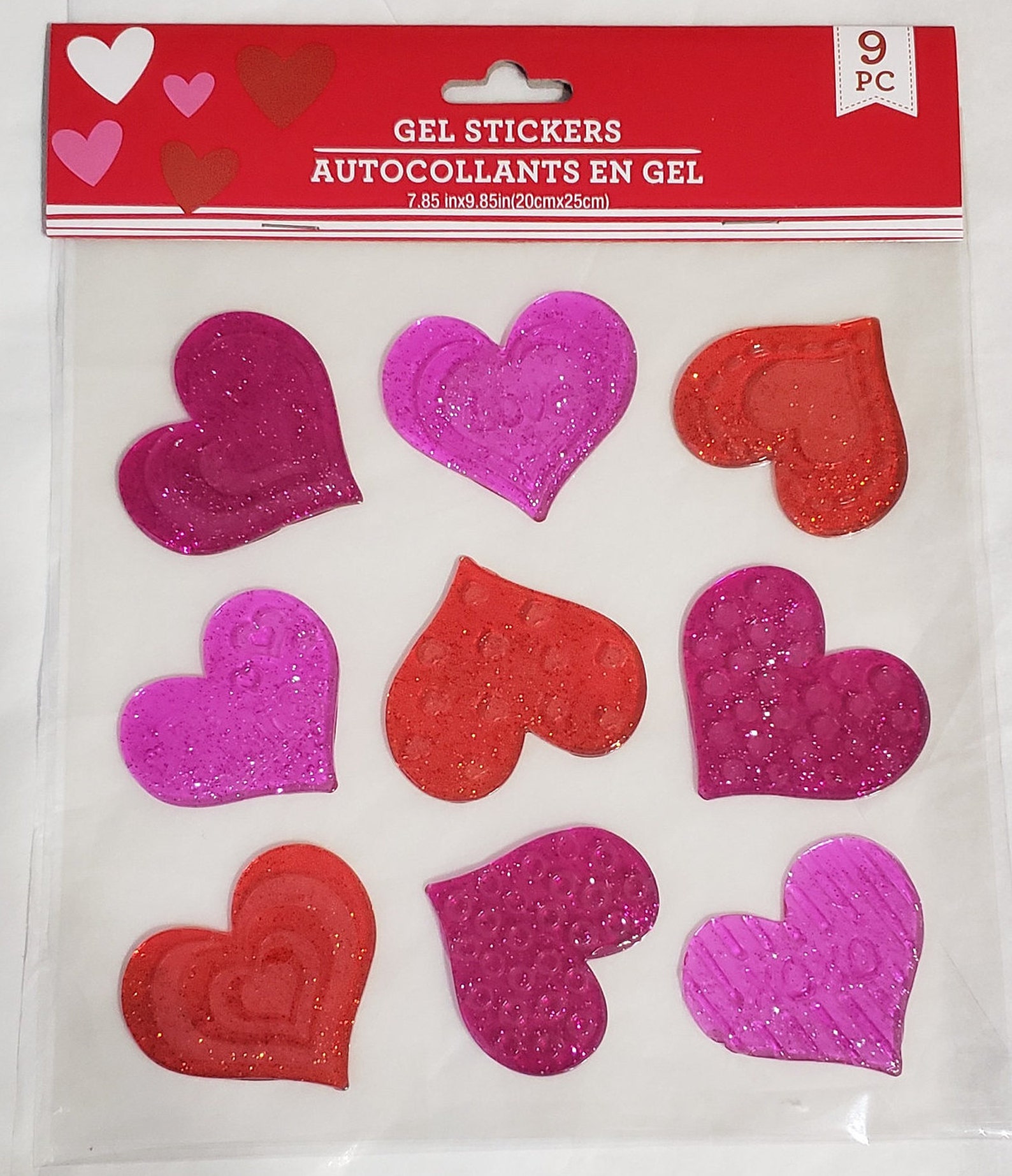 Valentine's Day Solid Hearts Gel Window Clings 9 Pieces Etsy