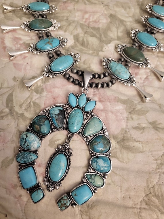 Faux turquoise hotsell squash blossom necklace