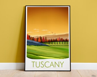 Visit Tuscany Poster Print, Tuscany Italy Poster, Vintage Tuscany Wall Art