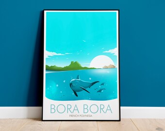 French Polynesia Travel Print, Bora Bora