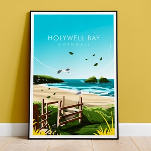 Impresión de la bahía de Holywell, impresión de Cornualles