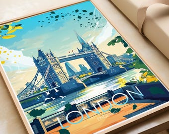 London Traditional Travel Print, London Poster, London England, Travel Prints, Travel Posters