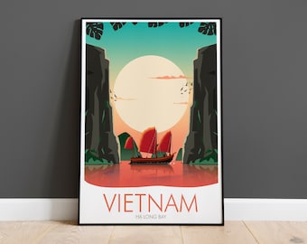 Ha Long Bay Poster Print, Vietnam Print, Vietnam Ha Long Bay