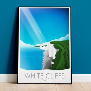 White Cliffs of Dover, Print, Poster, Dover Poster Print, UK Wall Art, Travel Wall Art, Home Decor Wall Art, UK National Park Art, England