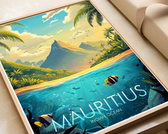 Mauritius Traditional Travel Print, Mauritius Poster, Travel Prints, Travel Posters