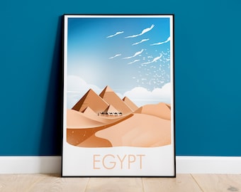 Great Pyramid of Giza, Art, Print, Egypt Poster Print, Travel Poster, Decor, Pyramid Poster, Office Decor, Travel Gift, Souvenir, Minimalist