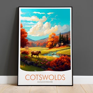Cotswolds Travel Print, Gloucestershire
